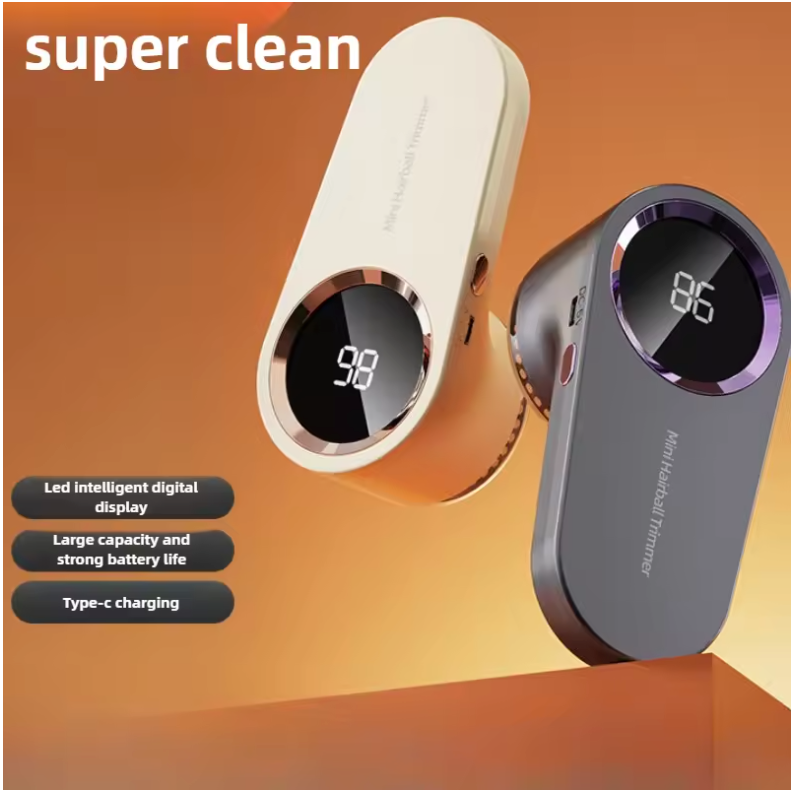 Electric Lint Remover in grey and white – LED display, Type-C charging